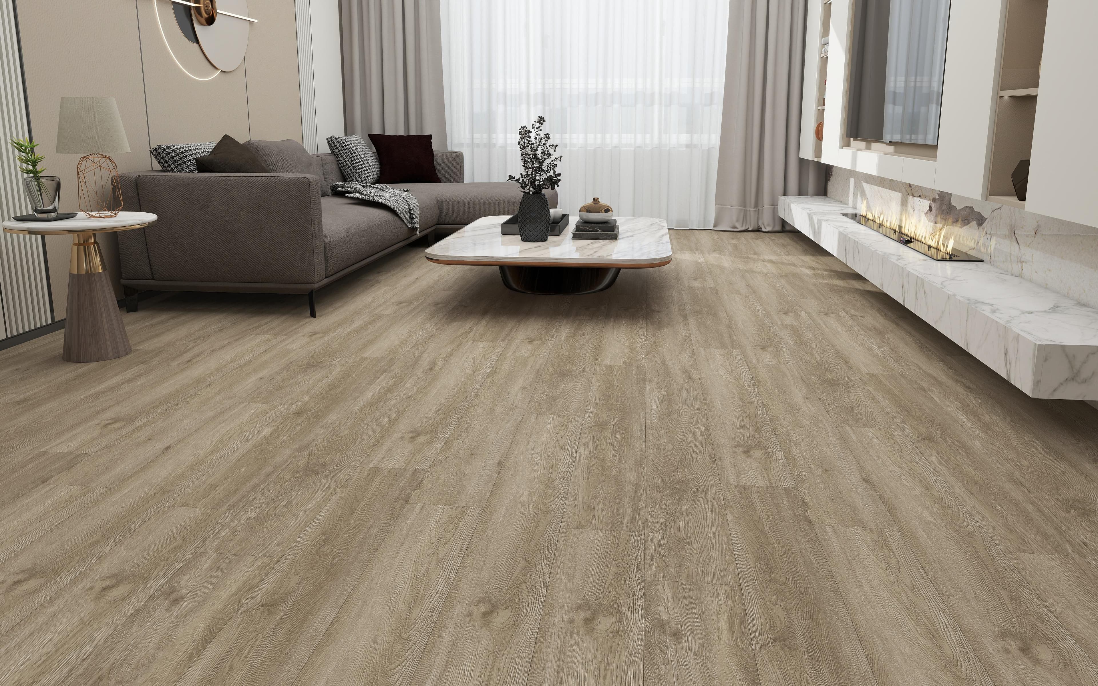 Bright modern living room with SPC flooring