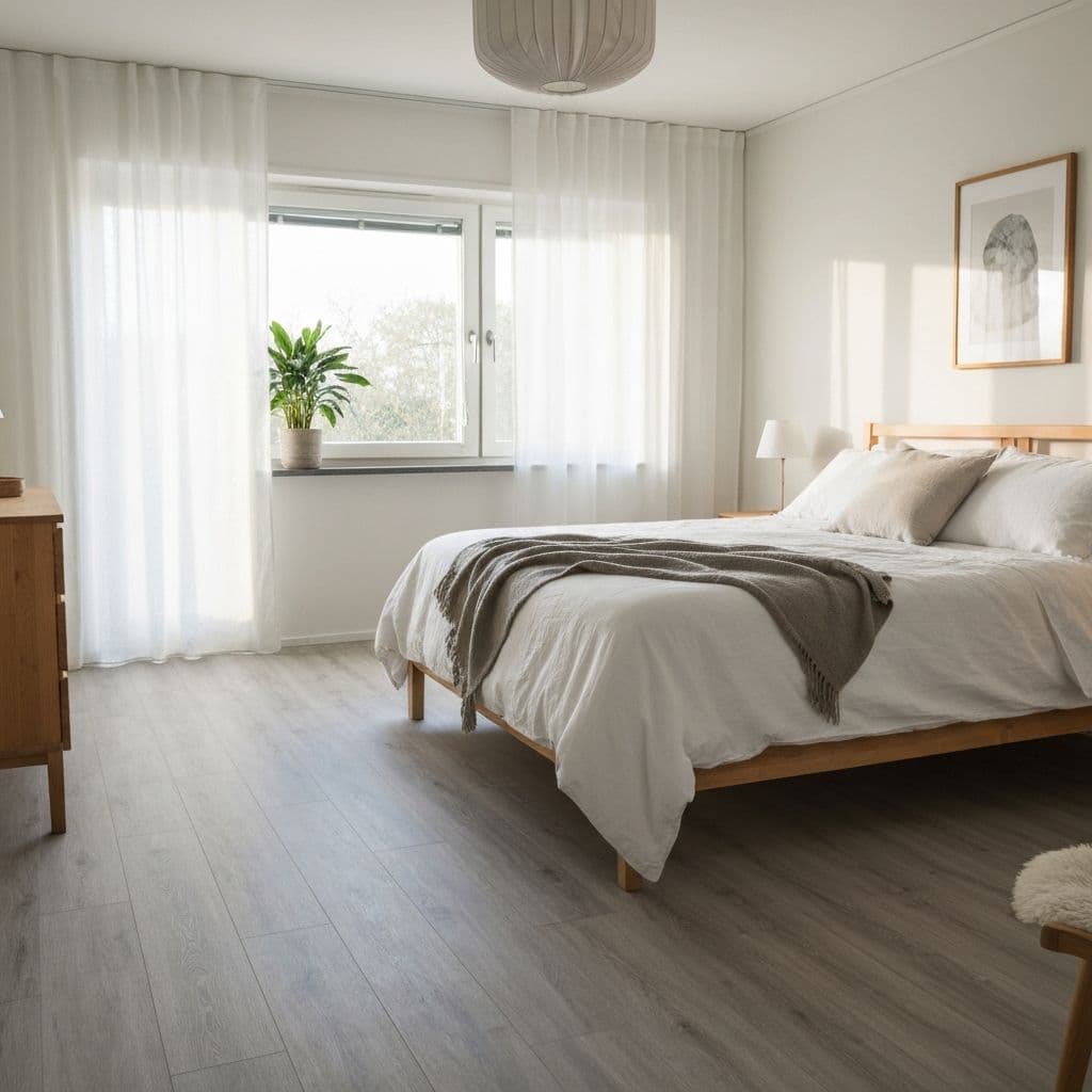Beautiful laminate flooring in a bedroom