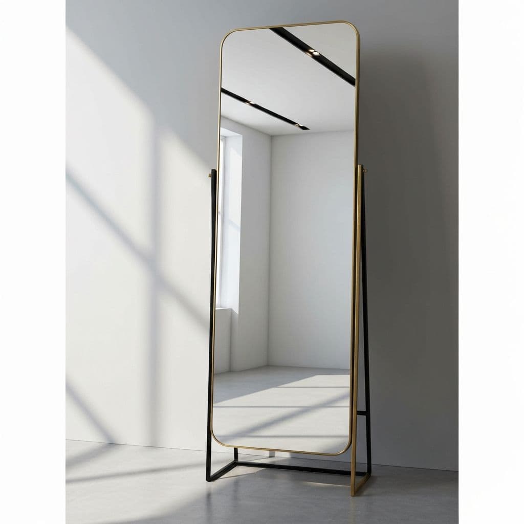 Large arched wall mirror in an entryway