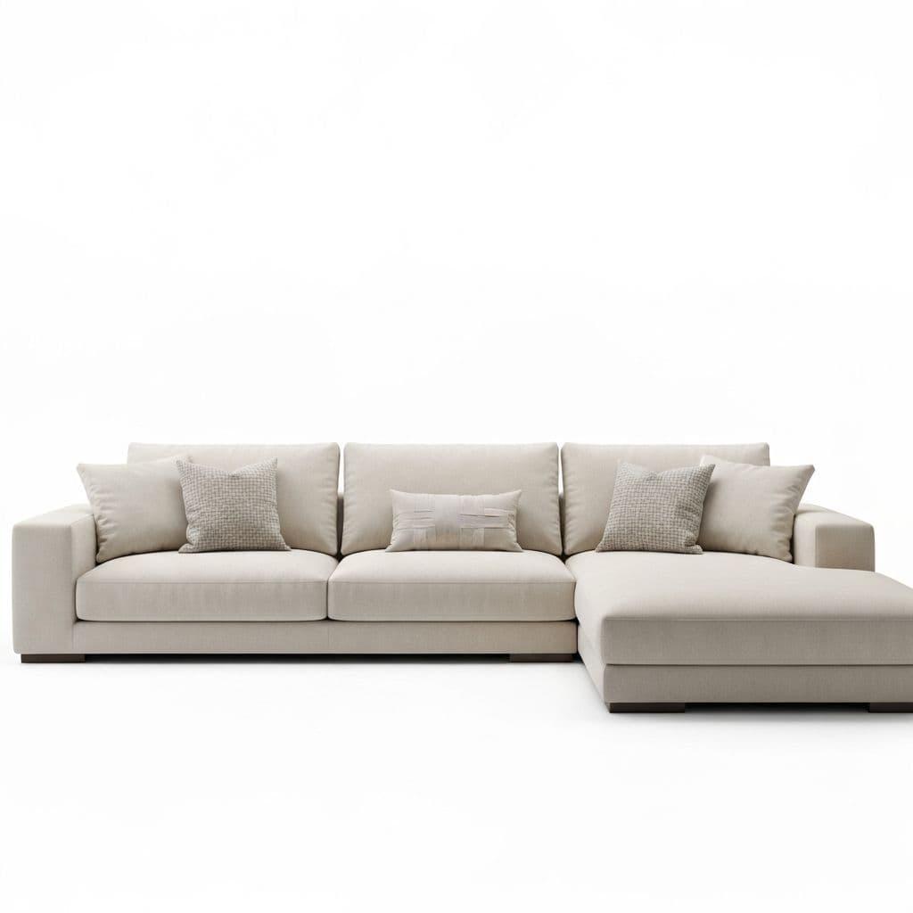 Cream luxury sectional sofa in a modern living room