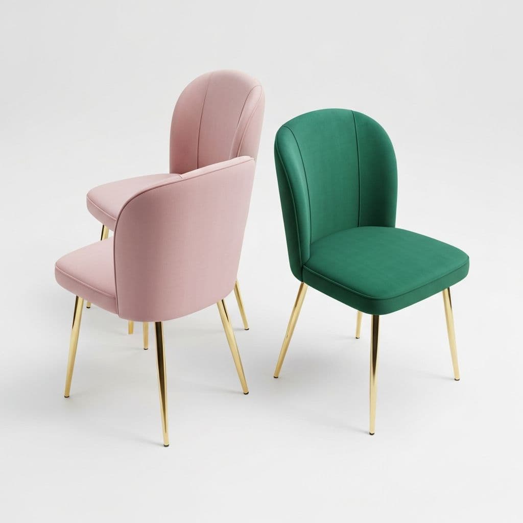 Set of two velvet glam dining chairs